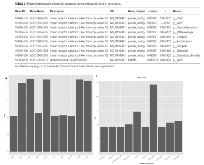 黃河鯉新品種和對照組 DEGs 與細菌(屬水平)的關(guān)系